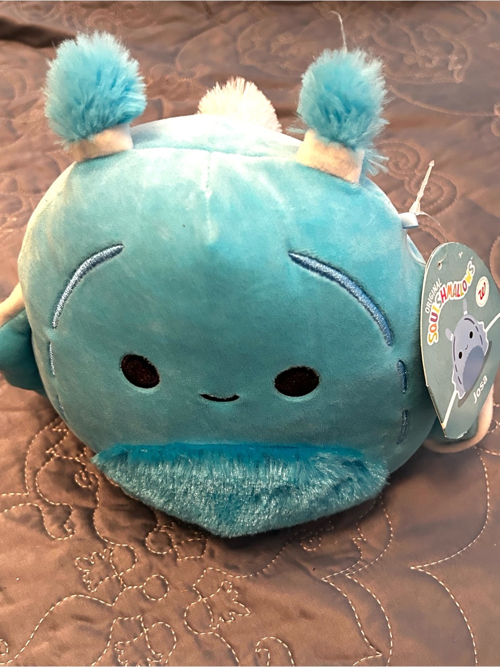 Squishmallows Josa Turquoise Blue Sea Creature Plush - Cute Pom-Pom Antennae